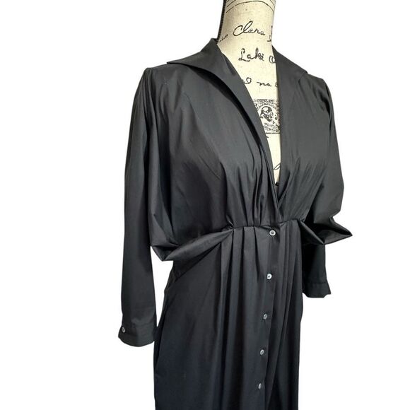 Sara Roka Black Art to Wear Stretch Mini Shirt Dress, 40/4 - Picture 2 of 9